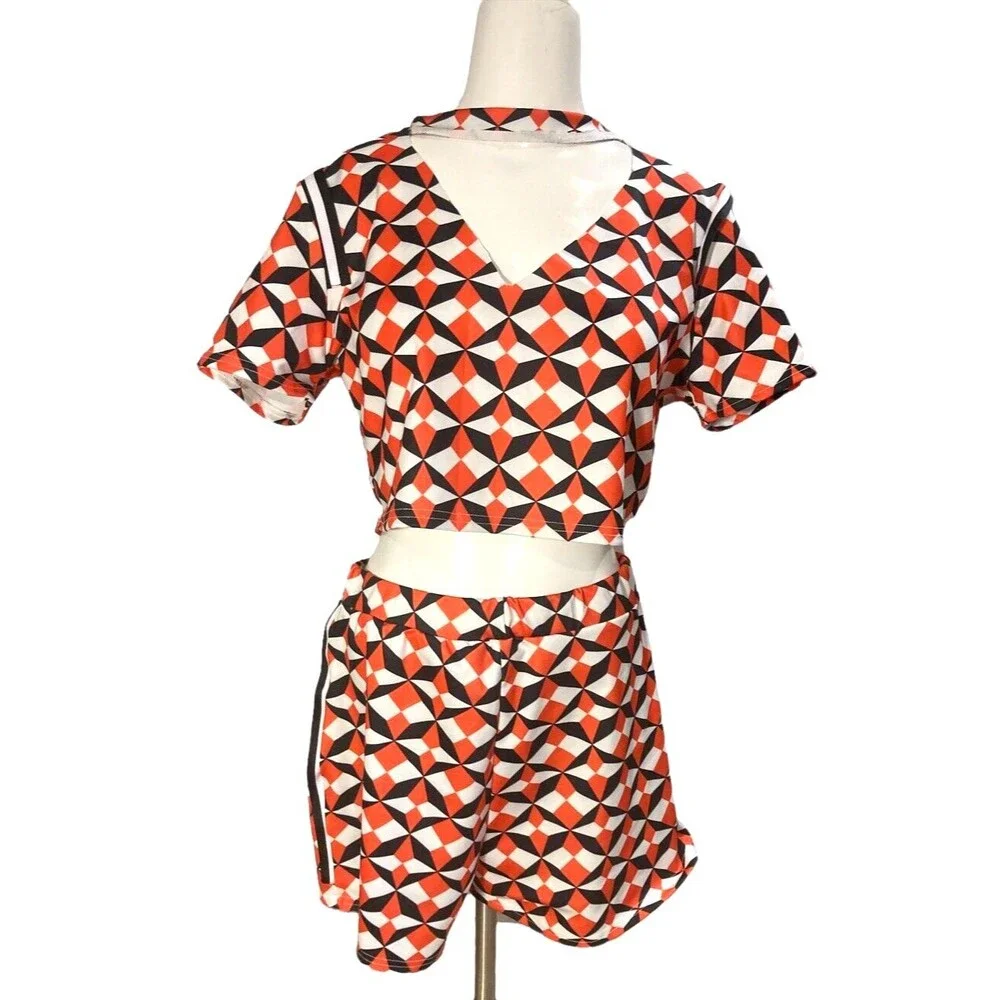 Whimsygoth retro shorts & top women's M party girl rave festival cut out top